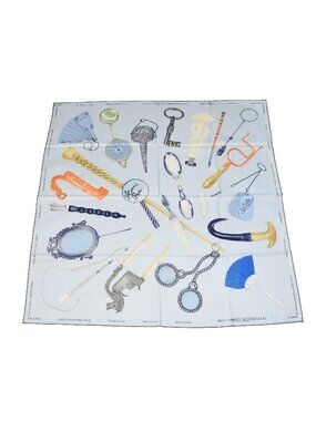 Hermes Nous Sommes Inseparables Silk Square Scarf 90 Light Blue